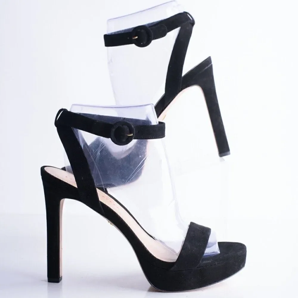 Veronica Beard Womens Black Suede Darcelle Strappy Pump Heels US 10 EU 41 New